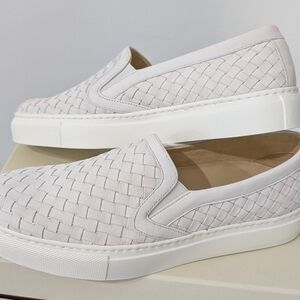 M. Gemi Ivory Woven Slip-On Sneakers